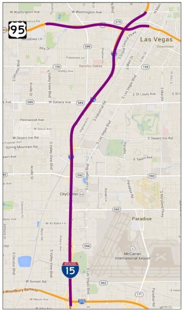 NDOT Active Traffic Management (ATM) project limits map